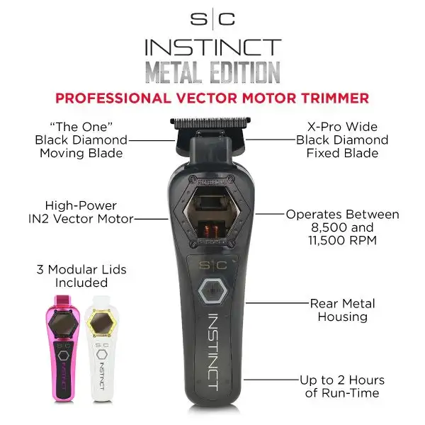 INSTINCT METAL TRIMMER - PROFESSIONAL CORDLESS HAIR TRIMMER WITH INTUITIVE TORQUE CONTROL AND IN2 VECTOR MOTOR